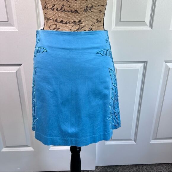 Sz 2 Cache Blue Beaded & floral Embroidered Short Skirt - Picture 3 of 11
